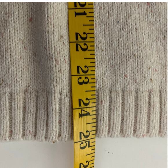 LIZ CLAIBORNE LIZWEAR JEANS Large Cream Moral Ribbed‎ Knit Crew Neck Cotton Wool - Picture 11 of 11